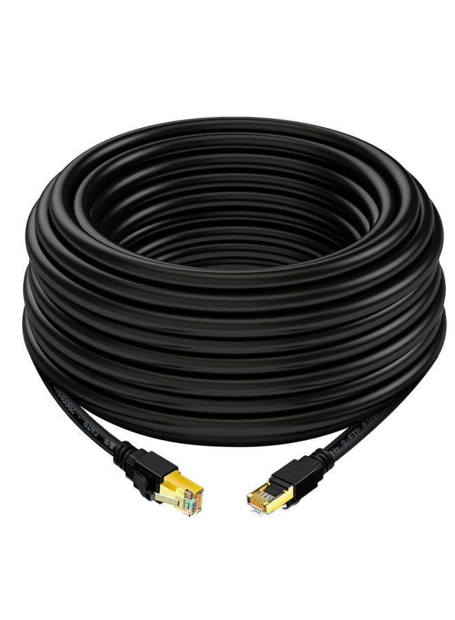 Jinghua Class 8 Network Cable Oxygen-free Pure Copper Test Fluke Shielding Cat8 Class 10 Gigabit Rj45 Computer Network Cable-Color:Black Class 8 Shielded Network Cable-Line Length:5 M (in Stock) - Image 1
